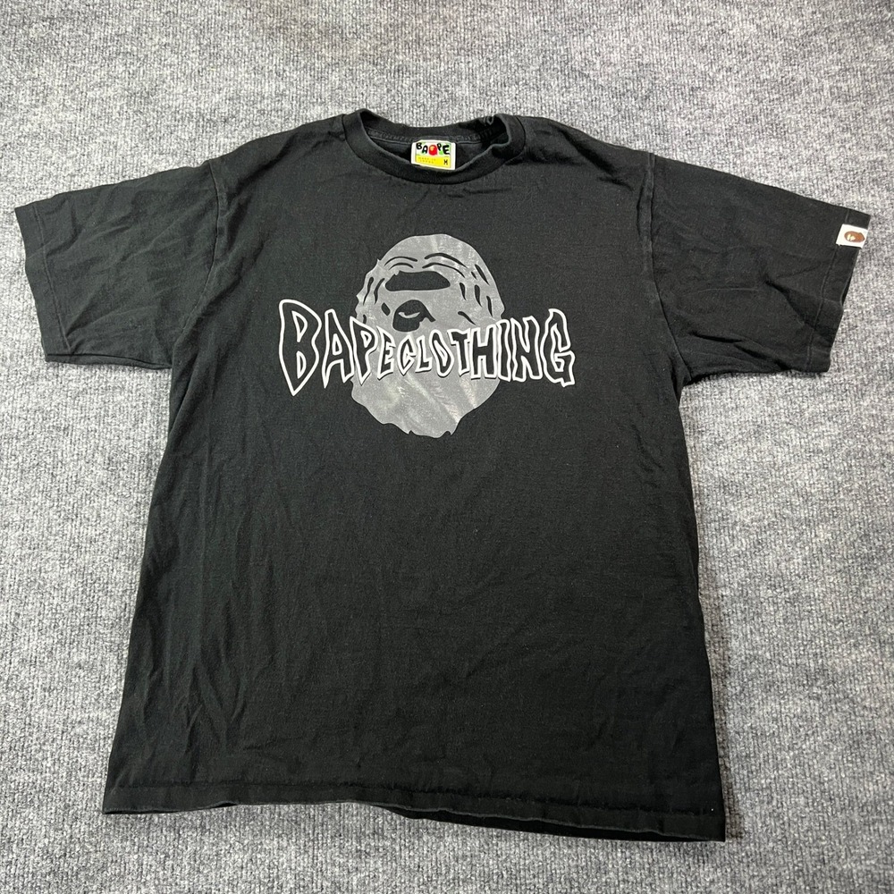 A Bathing Ape BAPE Ape Head Graphic Tee Mens M Black Made in Japan Streetwear